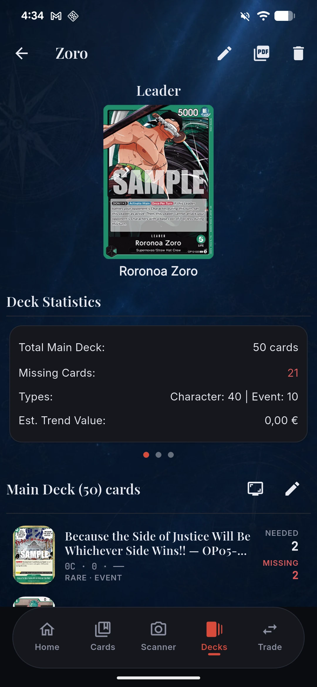 Deck detail — One Piece