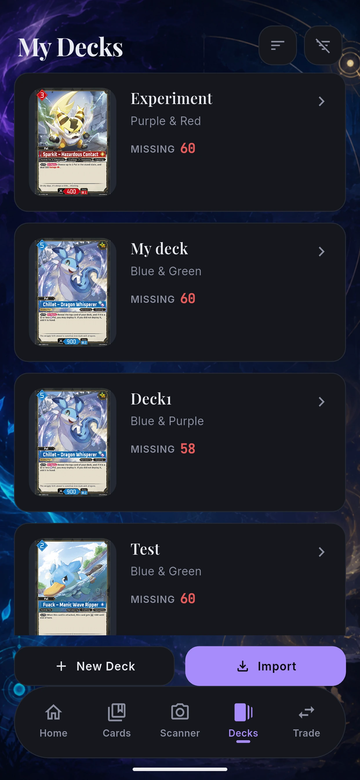 Decks list — Palworld