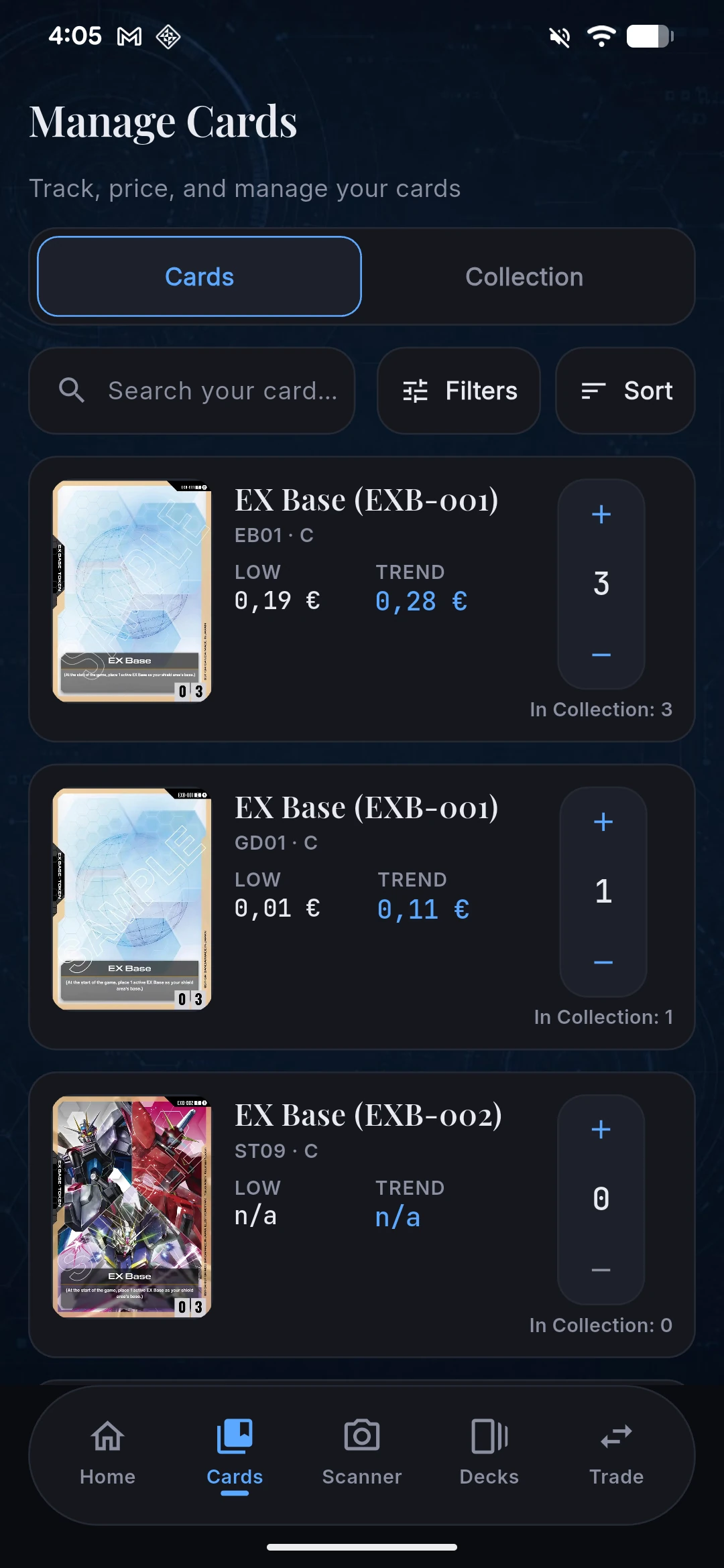 Manage cards — Gundam