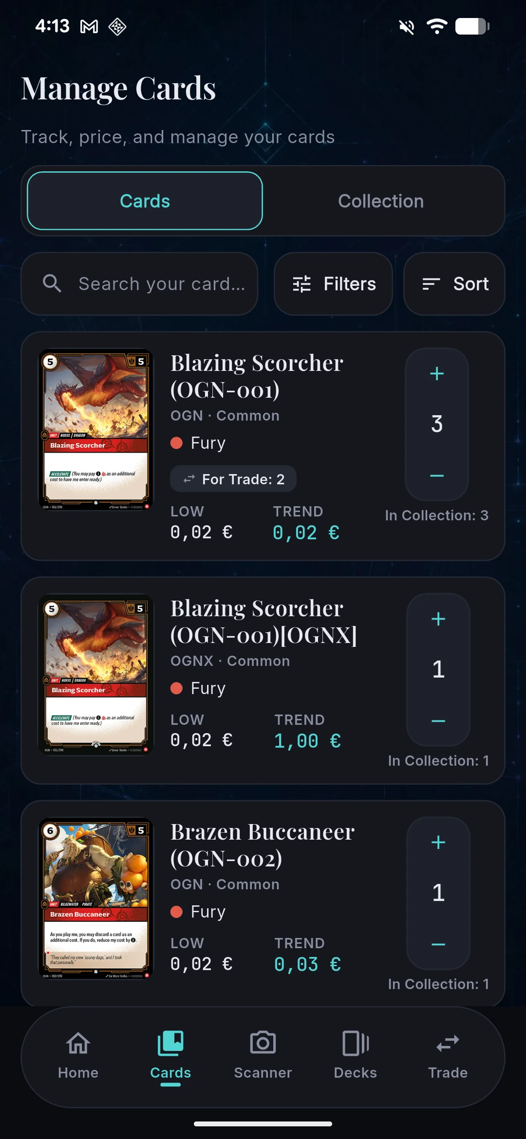 Manage cards — Riftbound